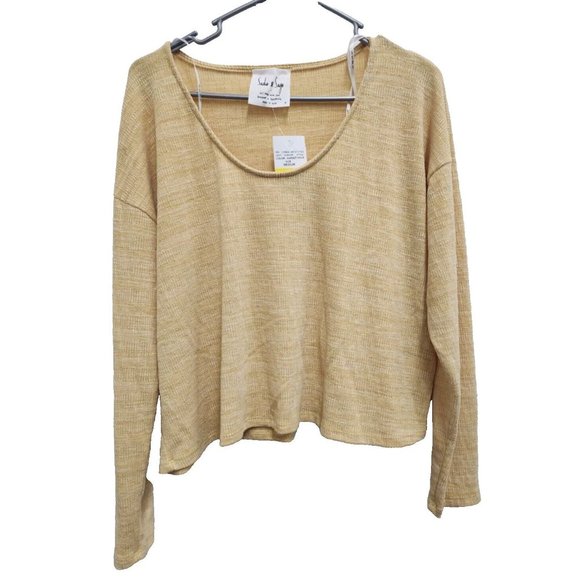 Sadie & Sage Tops - Sadie & Sage Womens Crop Top Medium Sunset Gold Long Sleeve Pullover NEW